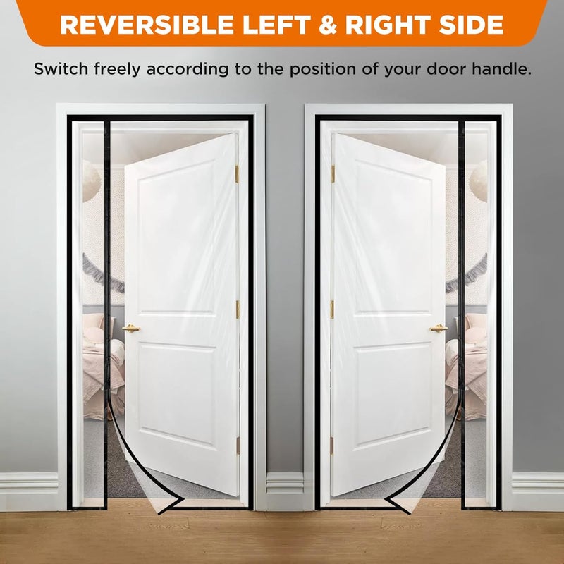 Skloopearg Transparent Thermal Insulated Door Curtain, Reversible Left or Right Side Opening, Screen Door Auto Closer Fits Doors Up to 36" x 82", to Keep Warm in Winter Cool in Summer for Air Conditioner Room - Image 3